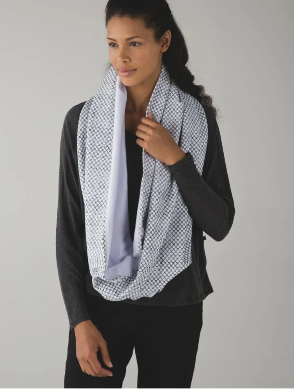 Lululemon Vinyasa Scarf  Dottie Eyelet White Black / White